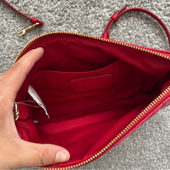 Coach quilted diamond crossbody bag NWT leather red color - Picture 3 of 12